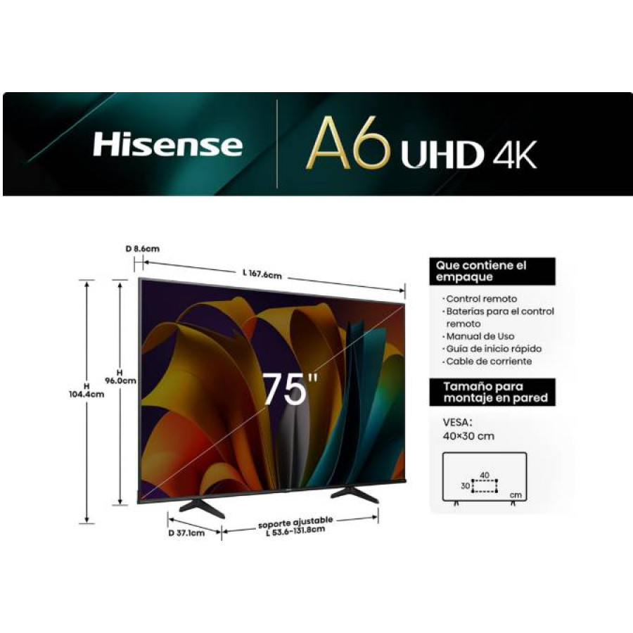 Televisión Hisense 75A6N