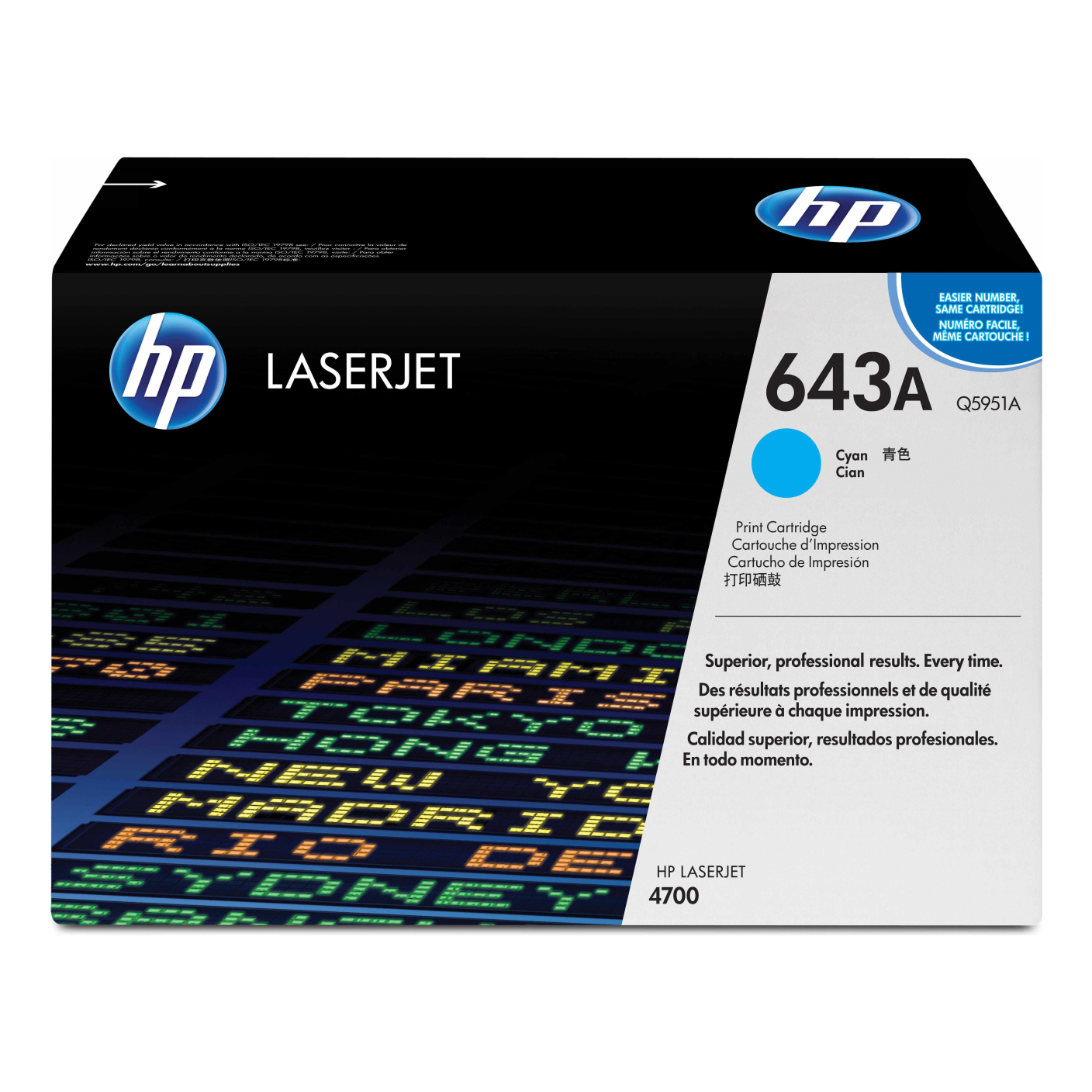 Tóner HP Original 643A Cian – Para LaserJet 4700, LaserJet 4730, LaserJet CP4005 (Q5951A)