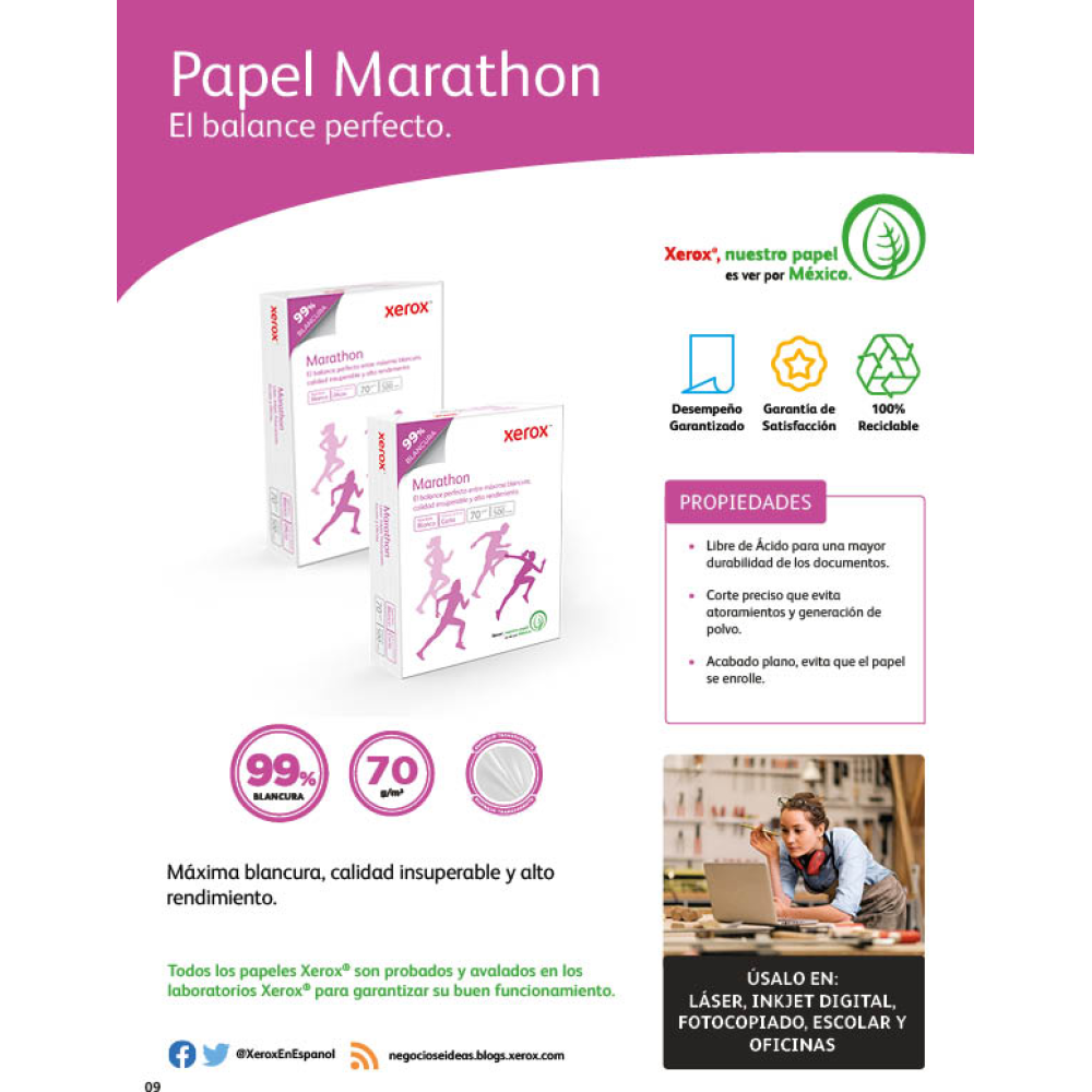 Papel Bond Marathon Carta XEROX Marathon