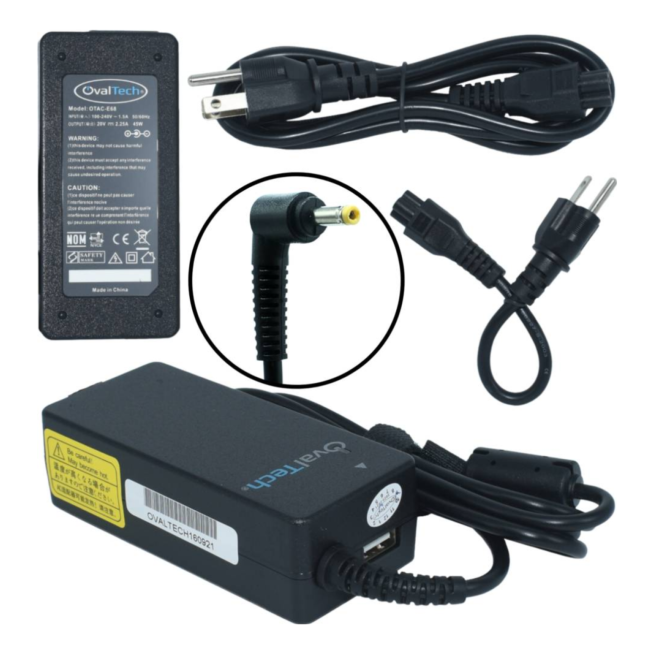 Cargador 20V y 2.25A OVALTECH para Lenovo 45W
