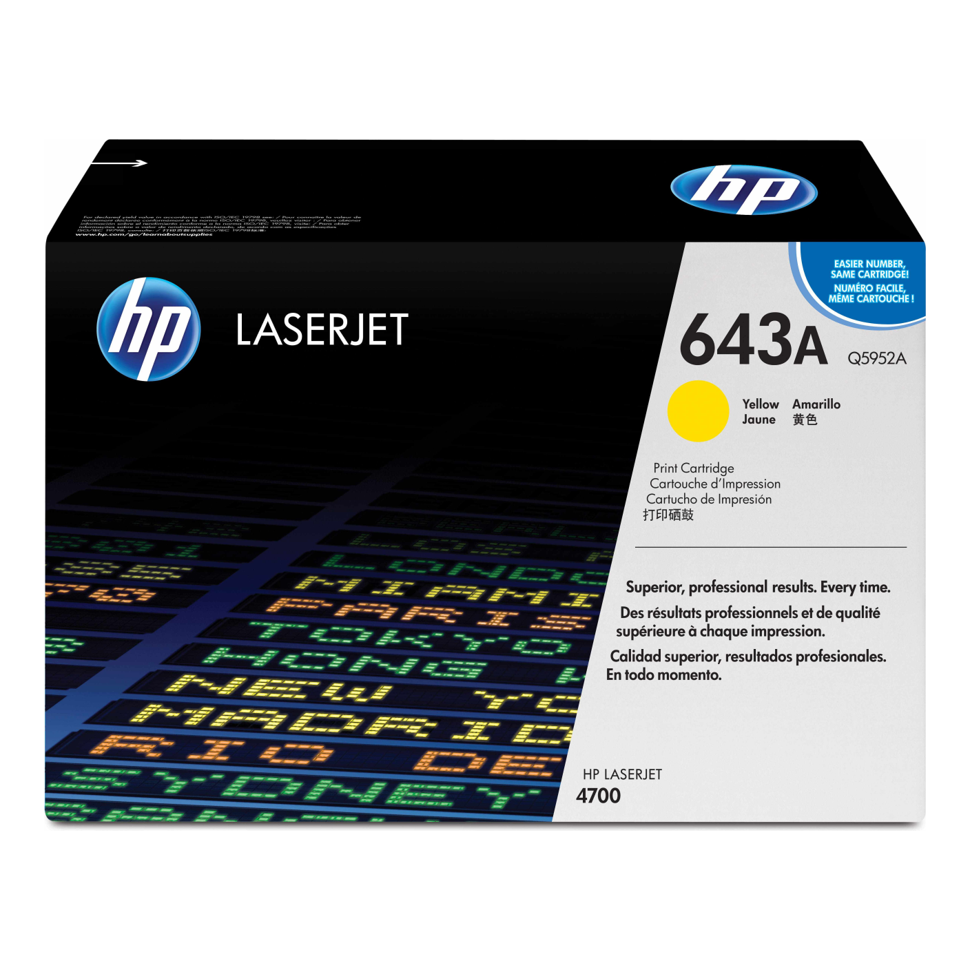 Tóner HP Original 643A Amarillo – Para LaserJet 4700, LaserJet 4730, LaserJet 4005 (Q5952A)
