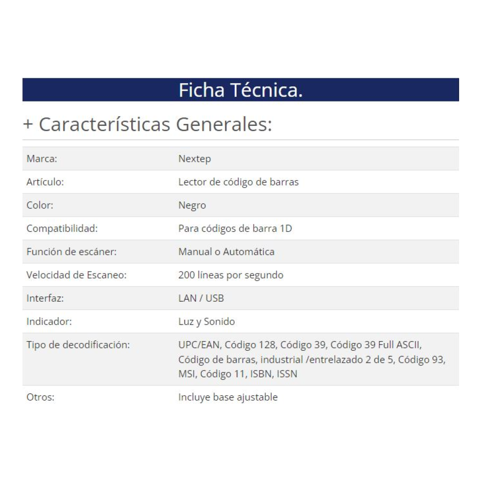 Lector de Códigos de Barra Nextep NE-500