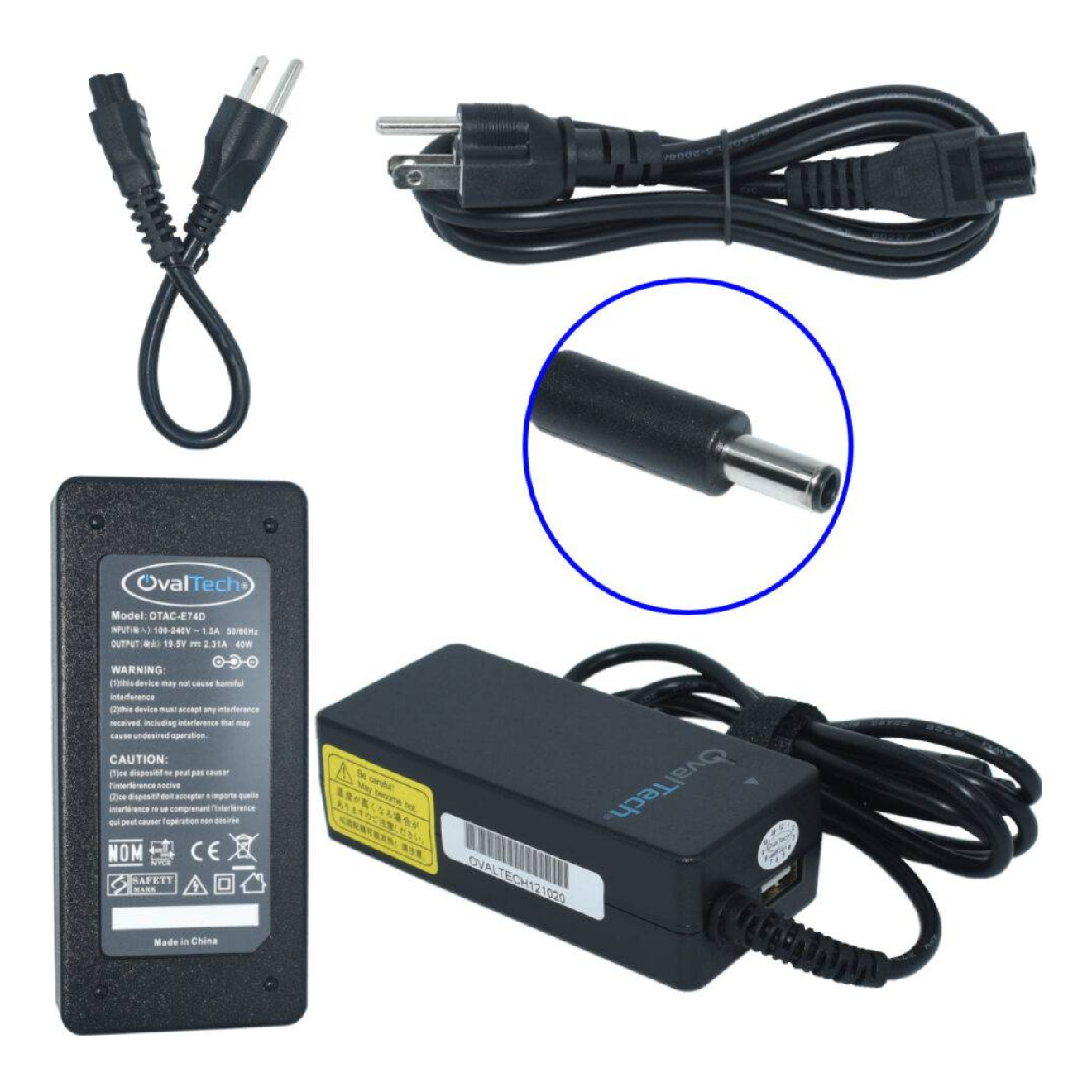 Adaptador de corriente para laptop OVALTECH 19.5V/2.31AH para DELL, Dell XPS 13 9343-4143 Notebook Dell XPS 13 L322X Ultrabook, Dell Ultrabook