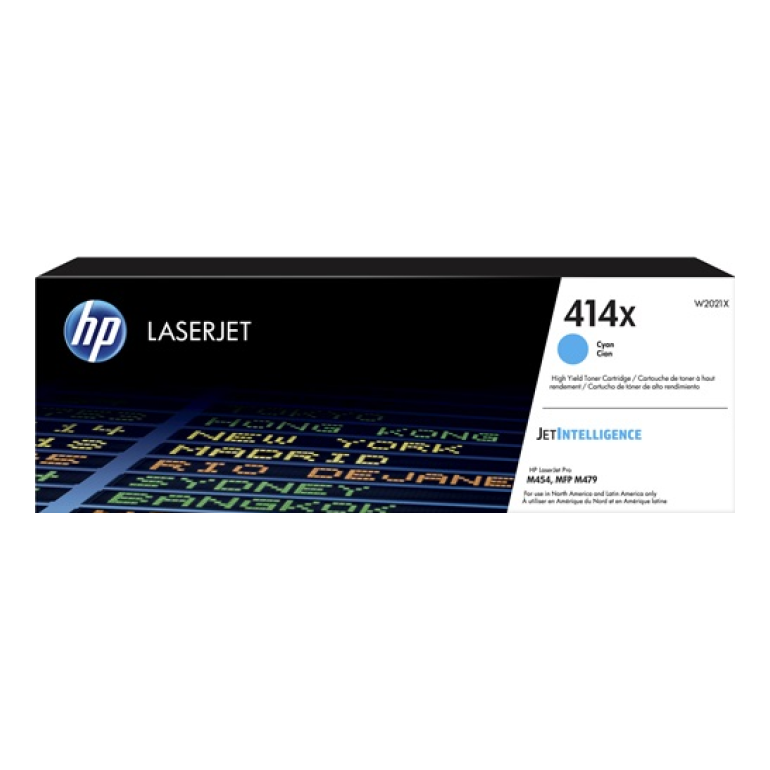 Tóner HP Original 414X Cian – Para LaserJet Pro M454dn, Color LaserJet Pro MFP M479fdw, LaserJet Pro M454dw (W2021X)