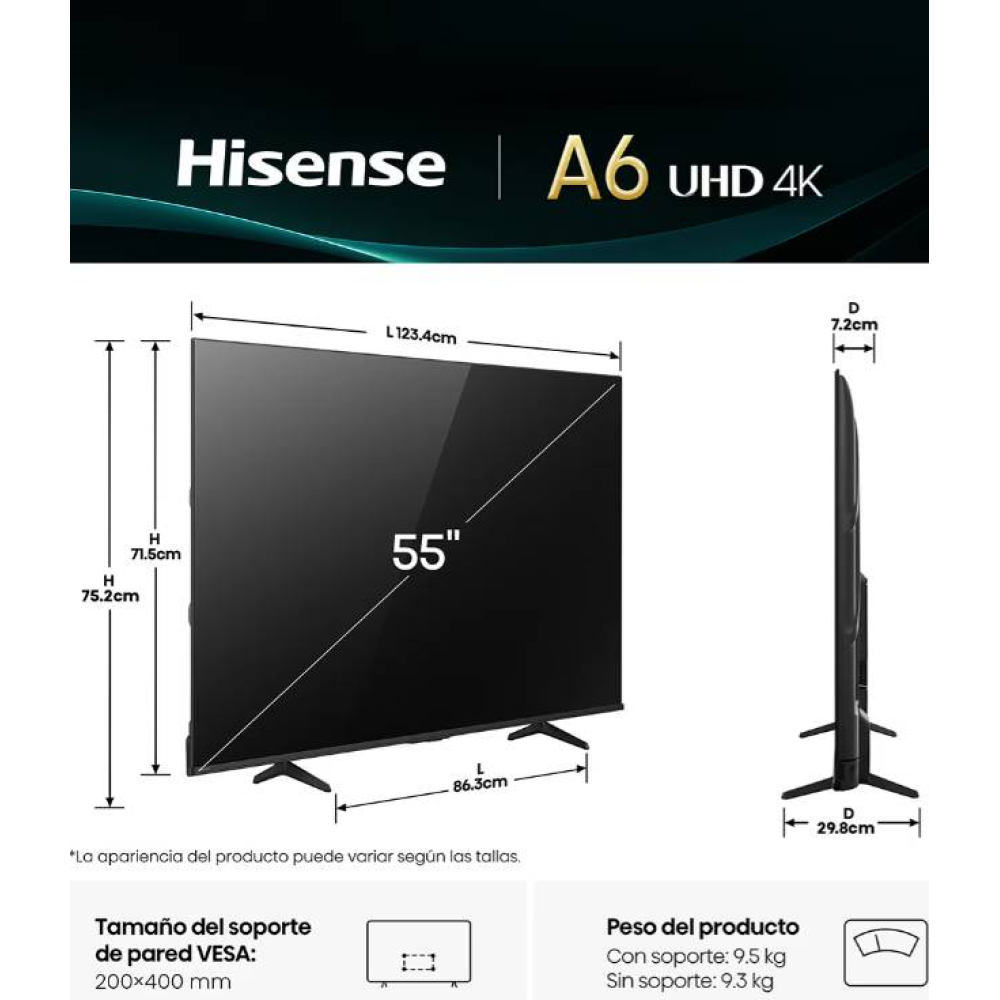 Televisiones Hisense 55A65NV