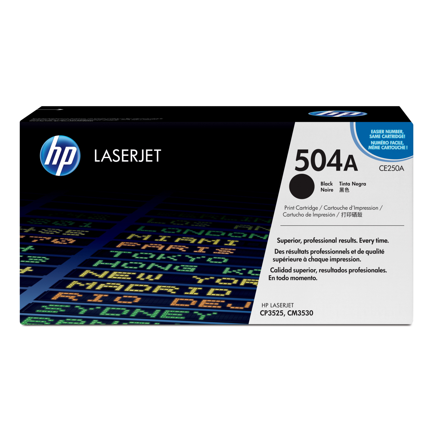 Tóner HP Original 504A Negro – Para CP3525, CM3530, CP4025 (CE250A)