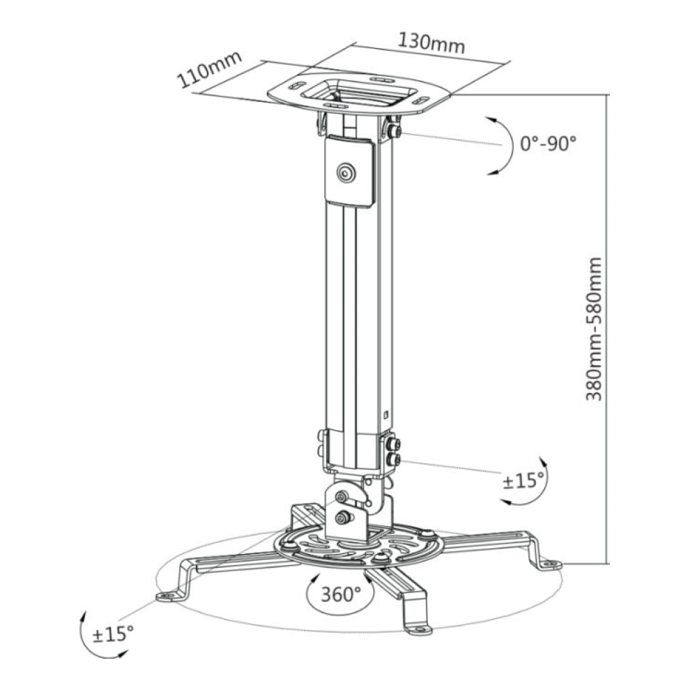 Soporte de Acero para Proyector OVALTECH OVPR-580MM