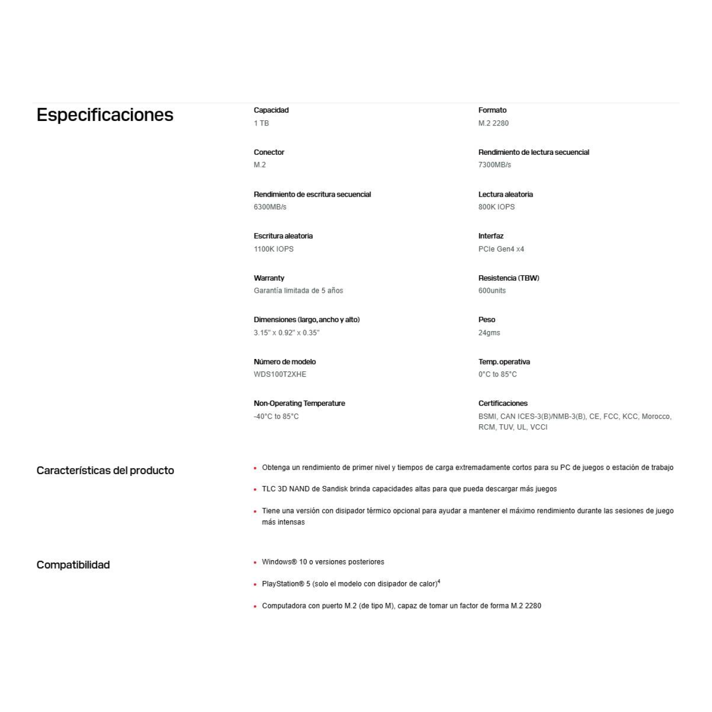 SSD SANDISK WDS100T2XHE