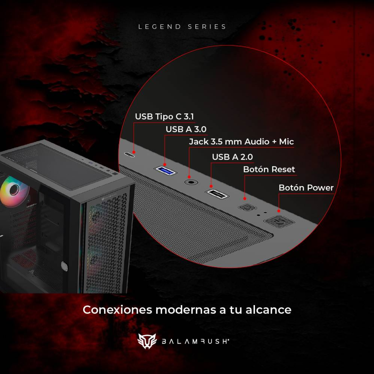 Gabinete Gaming Balam Rush Carbono Twin Mate 7000 (BR-938792)