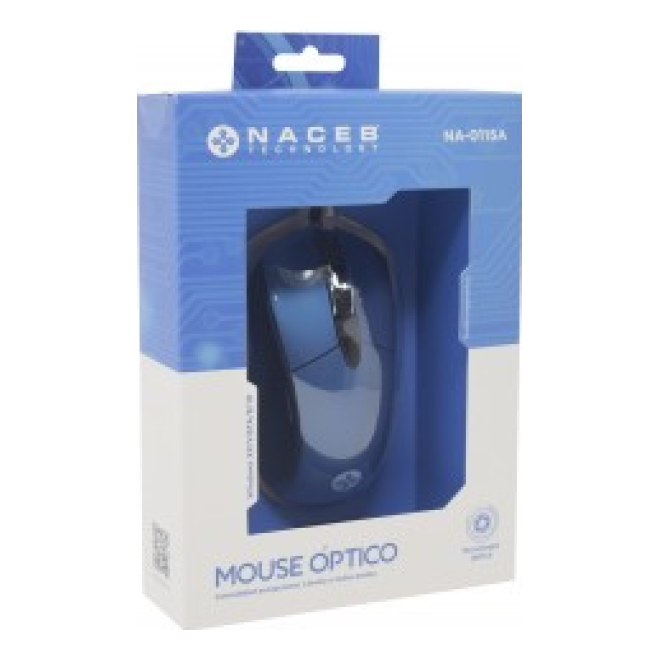 Mouse Naceb Technology NA-0115A USB óptico 2400 DPI 6 botones ergonómico Azul