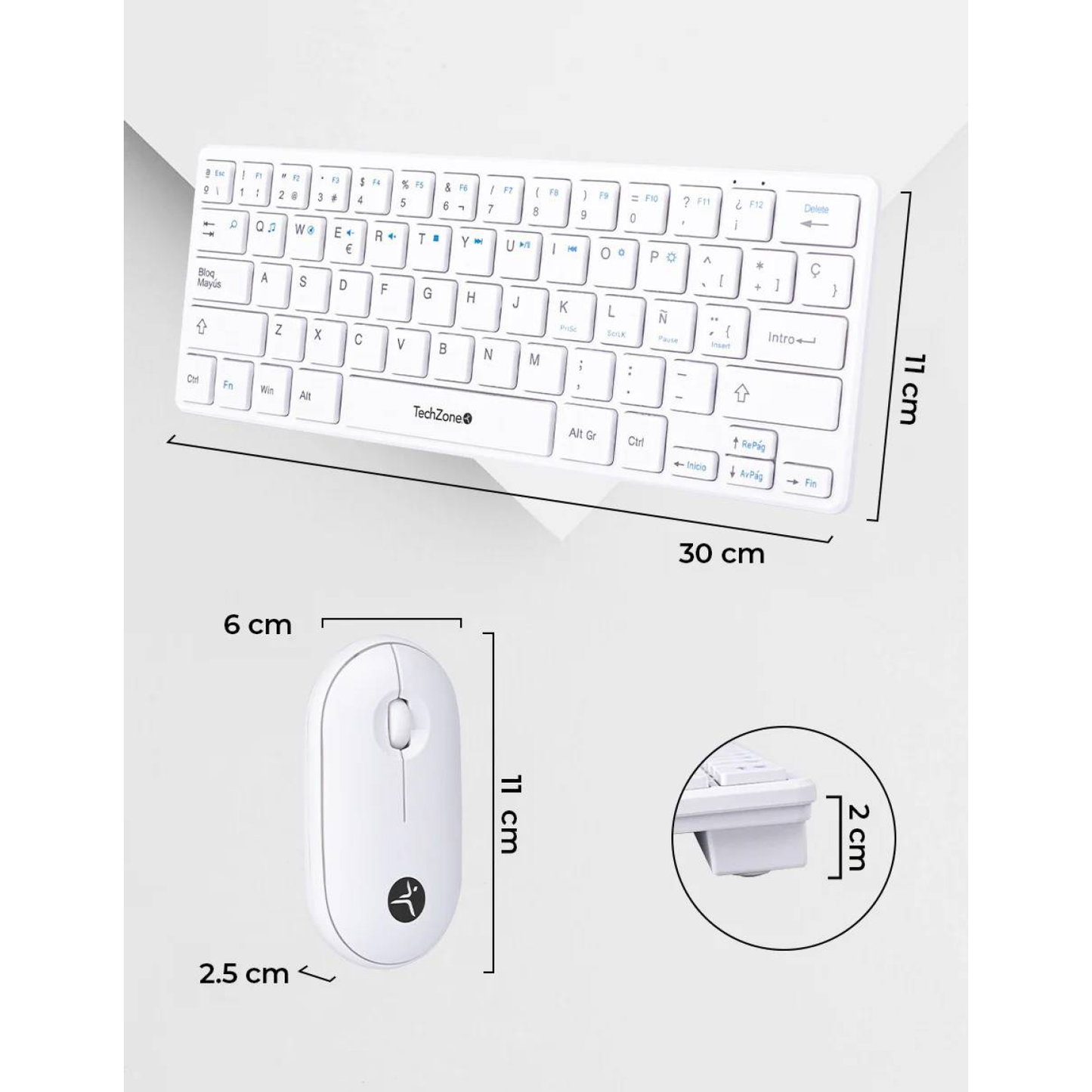 Kits para Teclado Y Mouse TECHZONE Young Pop White