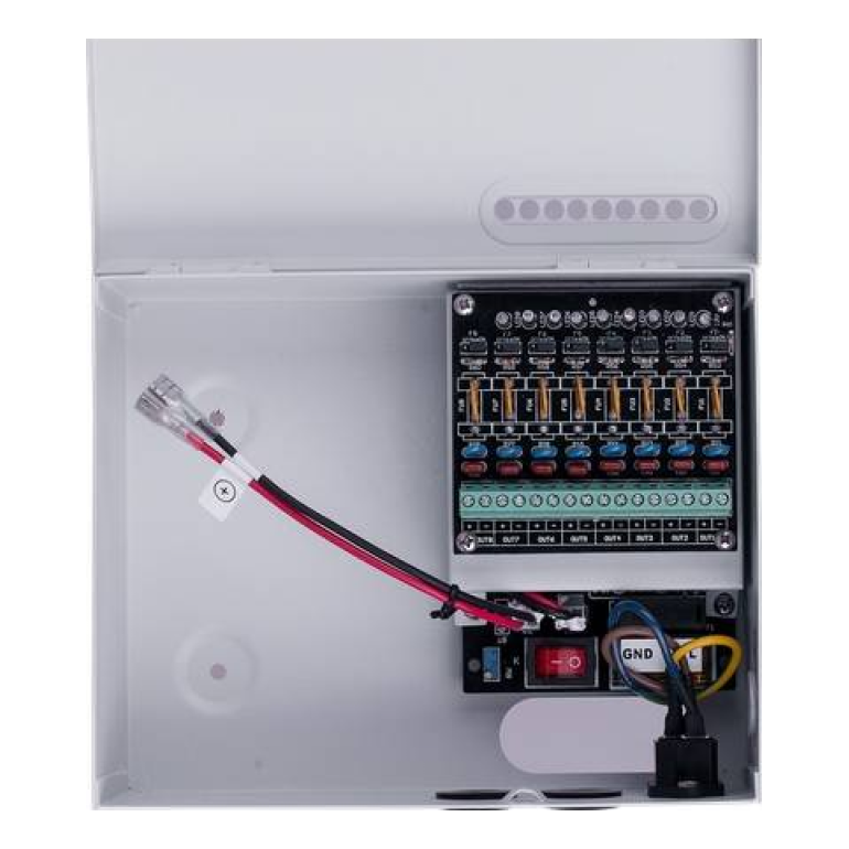 Fuente para Vigilancia PROVISION-ISR de 12 VCD, 5 A y 8 Canales, con Respaldo de Batería (PR-5A8CH-B)
