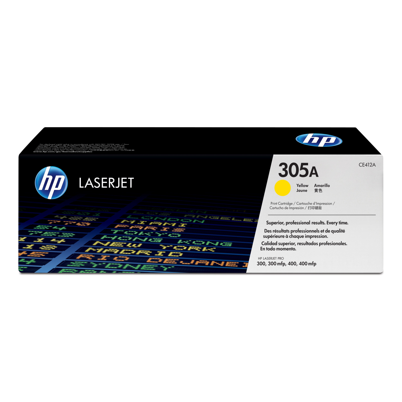 Tóner HP Original 305A Amarillo – Para LaserJet Pro 300, LaserJet Pro 400, LaserJet Pro 300 Color (CE412A)