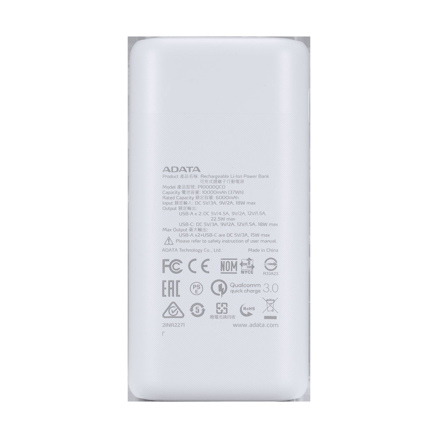 Power Bank ADATA AP10000QCD-DGT-CWH