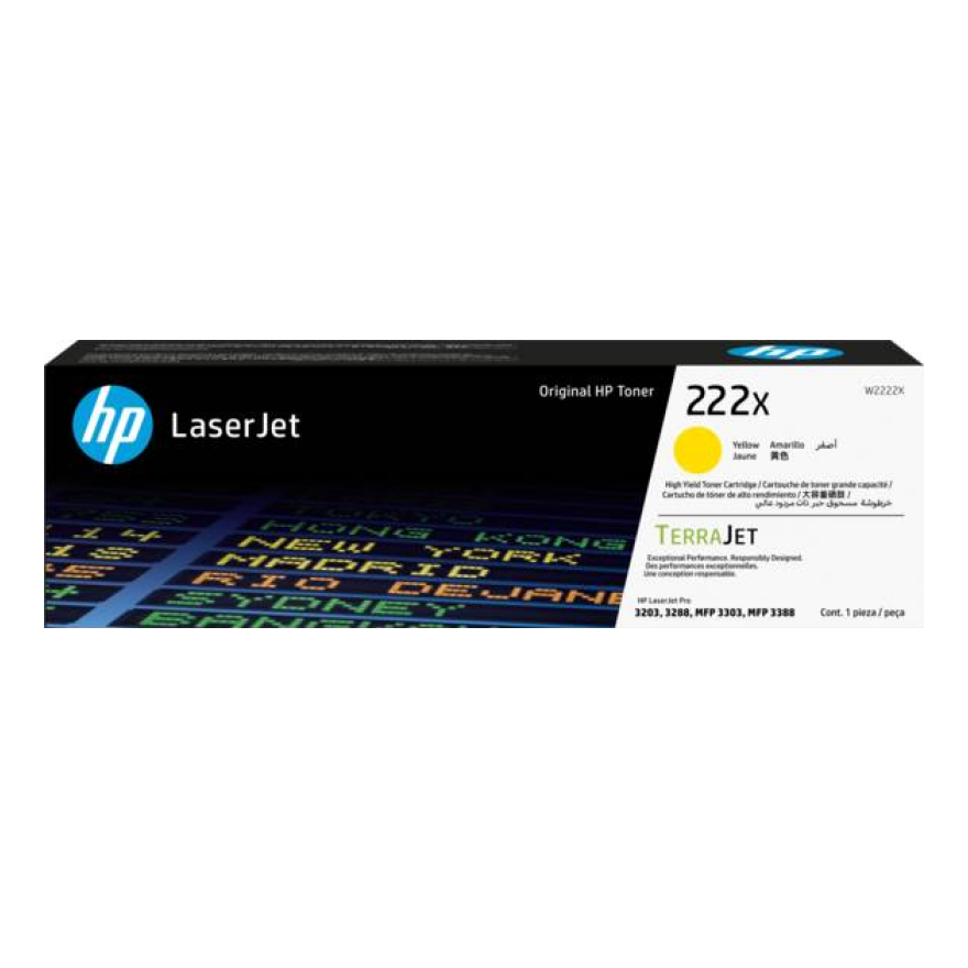 Tóner HP Original 222X Amarillo – Para LaserJet Pro M404, Color LaserJet Pro M454, LaserJet Pro MFP M428 (W2222X)
