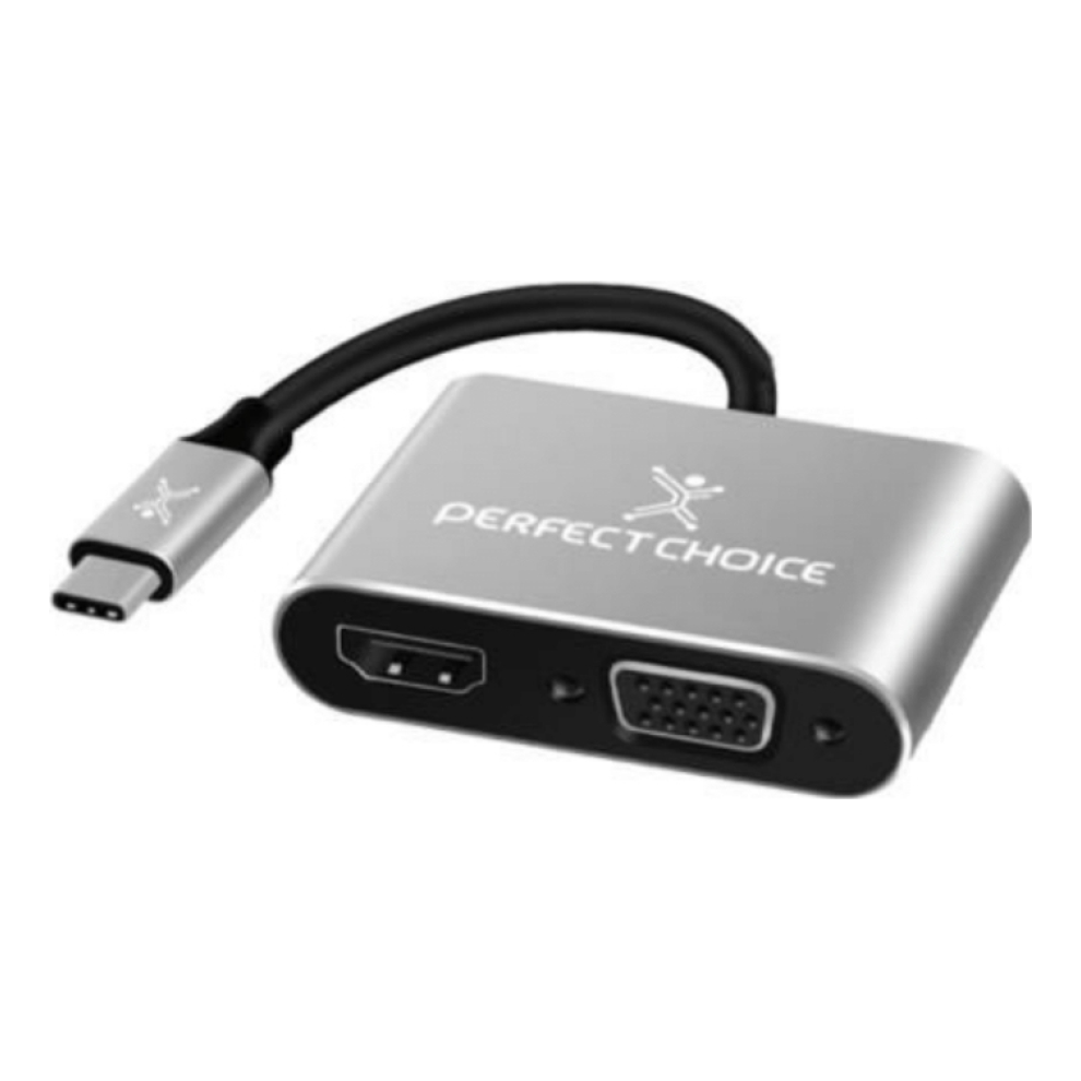 Adaptador USB-C a HDMI1+VGA PERFECT CHOICE PC-101284