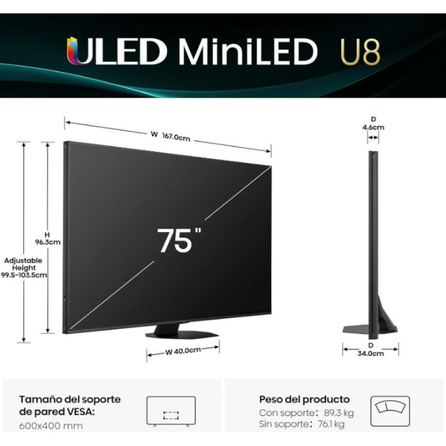 Televisiones Hisense 75U8QG