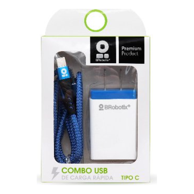 CARGADOR BROBOTIX USB C/CABLE TIPO C CARGA RÁPIDA 963332