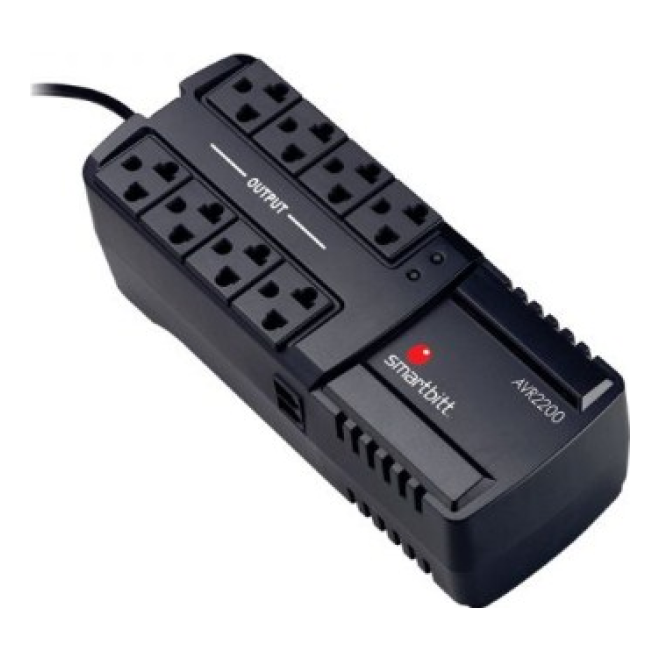 Regulador SMARTBITT SBAVR2200 de 2200 VA/1100 W, Negro