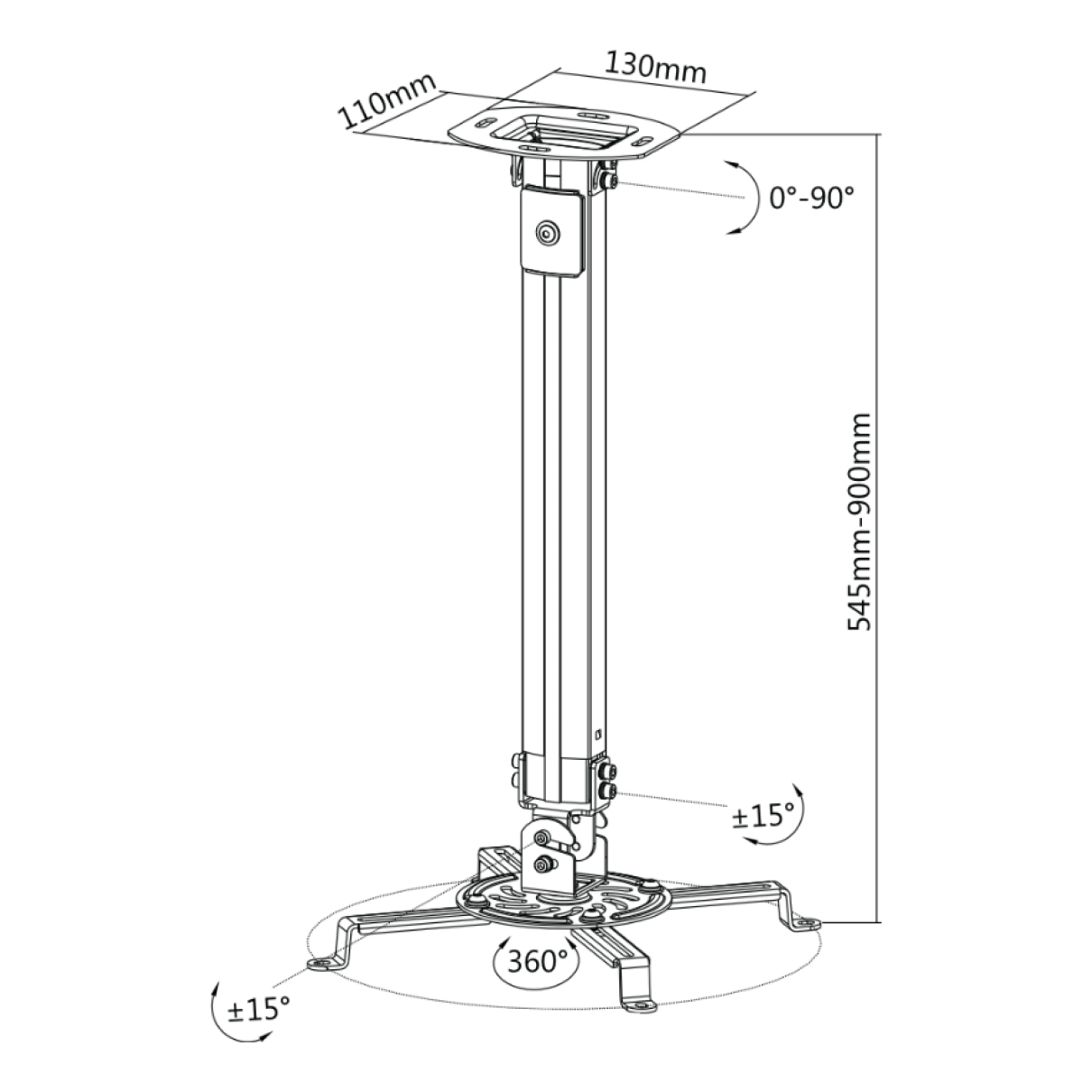 Soporte de Acero para Proyector OVALTECH OVPR-900MM