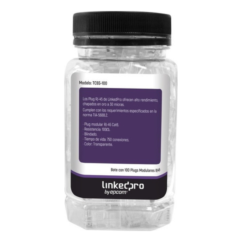 Bote con 100 Piezas de Plug Modular RJ45 LinkedPRO TC6S-100