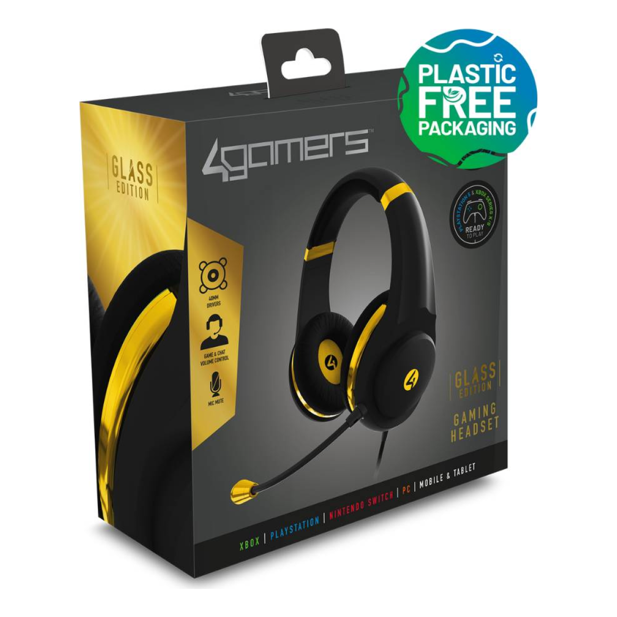 Auriculares Gaming 4Gamers XP-GOLDBLK-M-4G
