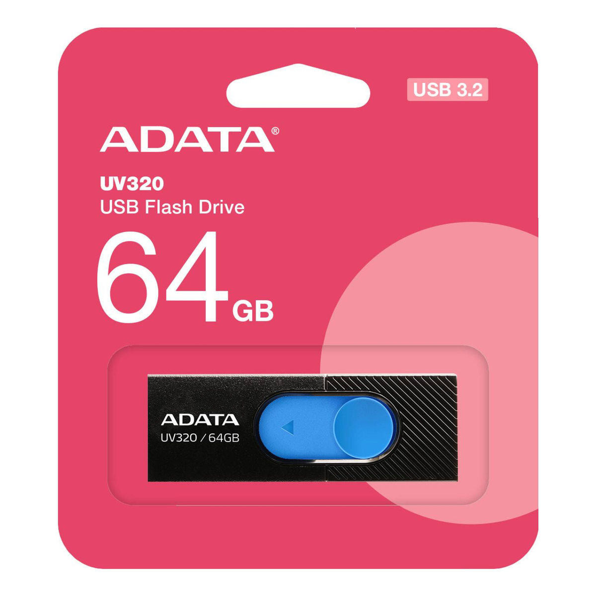Memoria USB ADATA UV320 64 GB Negro/Azul (AUV320-64G-RBKBL)