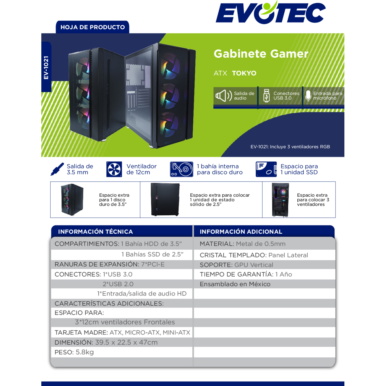 Gabinete Gaming EVOTEC EV-1021