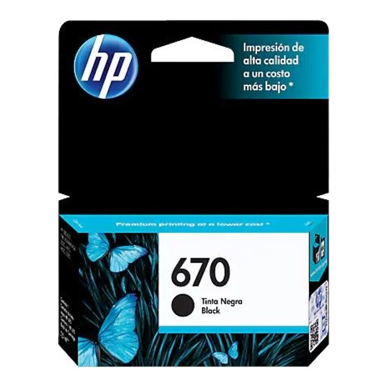 Cartucho de Tinta HP Original 670 Negro – Para DeskJet 3520, DeskJet 3521, DeskJet 3522 (CZ113AL)