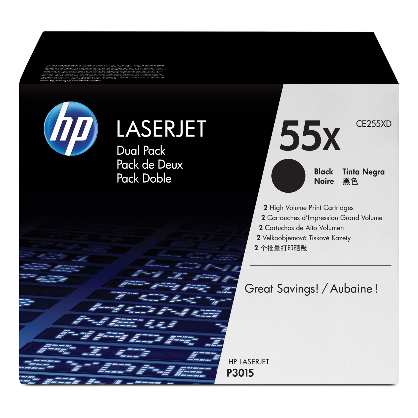 Tóner HP Original 55X Negro – Para LaserJet P3015, LaserJet P3015d, LaserJet P3015dn (CE255XD)