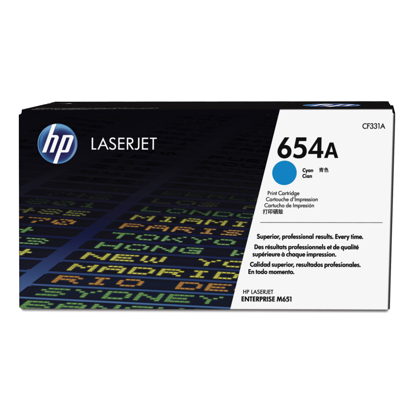 Tóner HP Original 654A Cian – Para LaserJet M651, LaserJet M680, Color LaserJet M651 (CF331A)