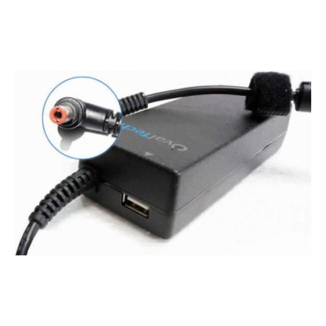 Adaptador de Corriente OVALTECH para Laptop, 90 W, 20 V, Puerto USB Adicional (OTAC-E78)