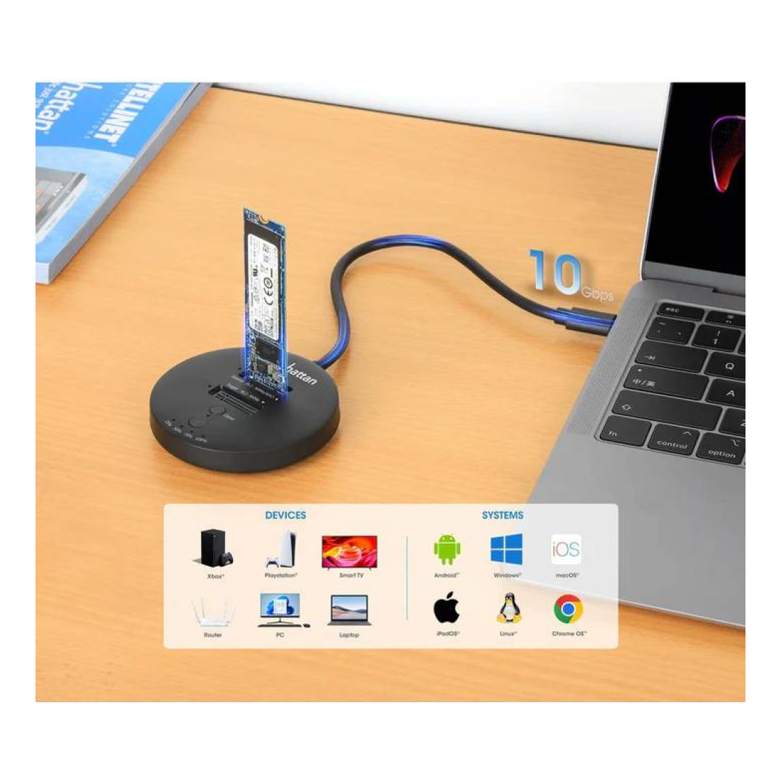Gabinete para SSD MANHATTAN M.2 NVMe USB-C (130752)