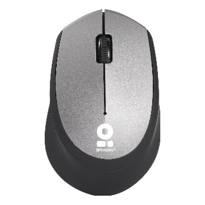 Mouse BROBOTIX 6000786 inalámbrico 2.4 GHz óptico 1000 DPI 3 botones ergonómico Negro, Gris