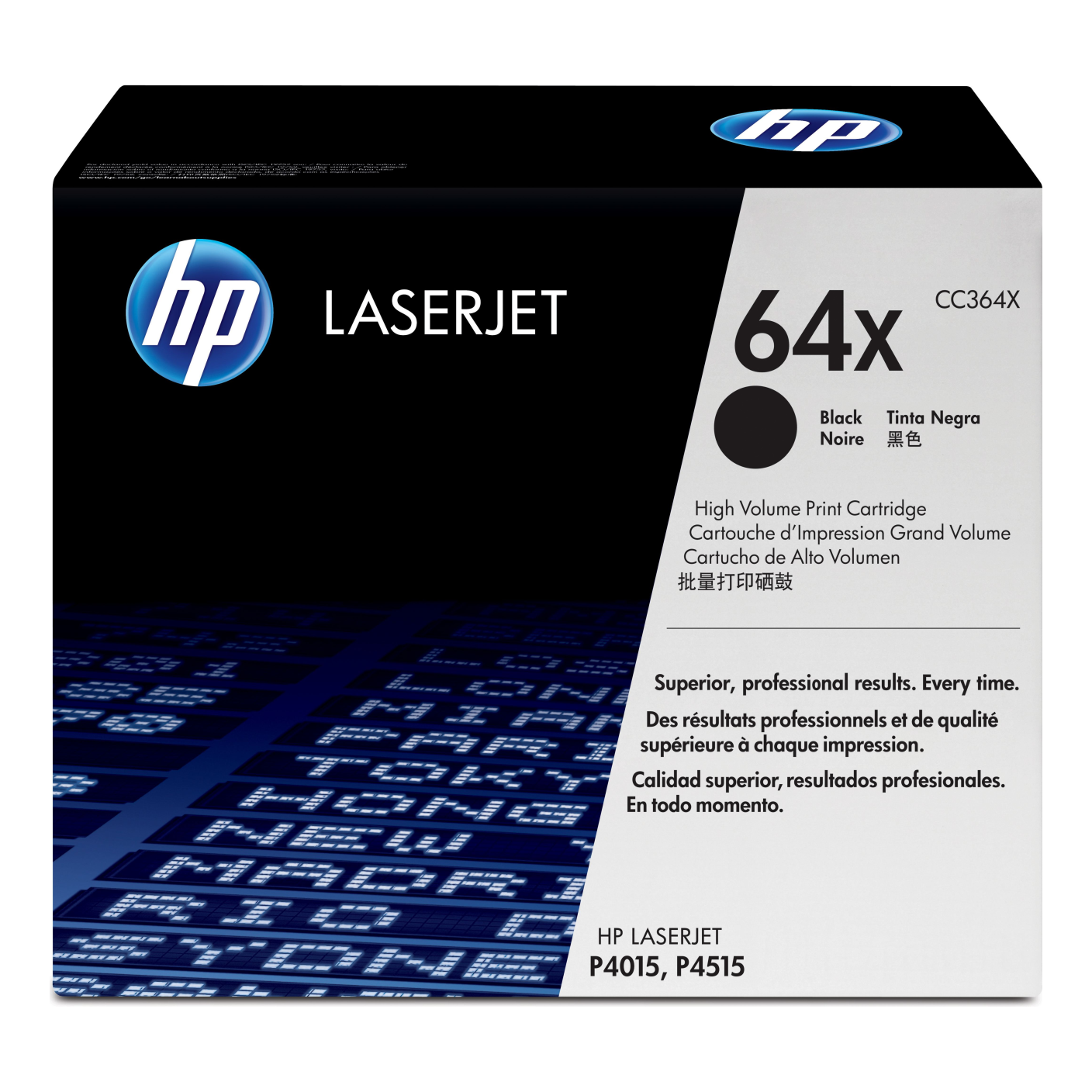 Tóner HP Original 64X Negro – Para LaserJet P4014, LaserJet P4015, LaserJet P4515 (CC364X)