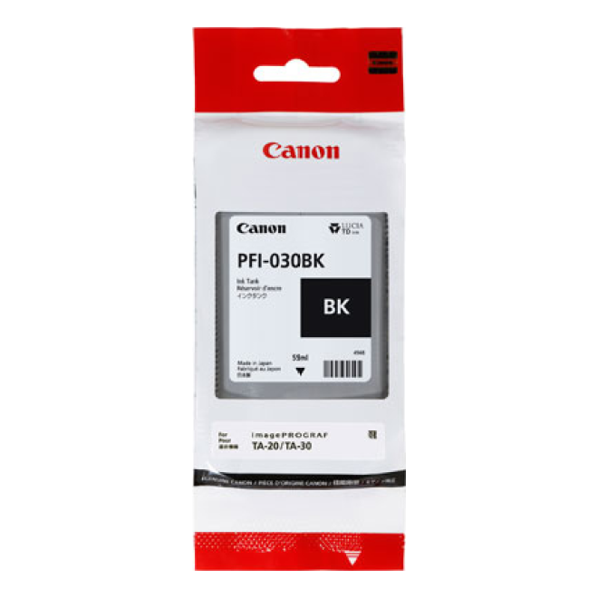 Tinta Canon PFI-030BK Negro de 55 ml para imagePROGRAF TA-20 y TA-30 (3489C001AA)