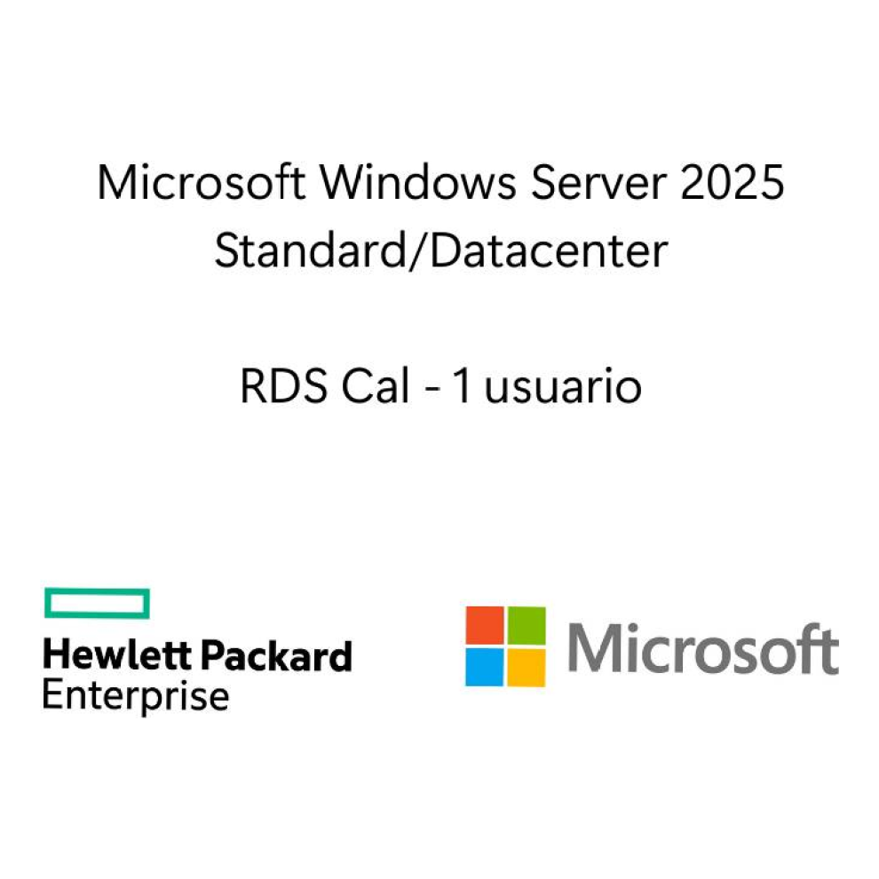 Sistema Operativo Hewlett Packard Enterprise LTU de Microsoft Windows Server 2025 con servicio de escritorio remoto 1 usuario CAL