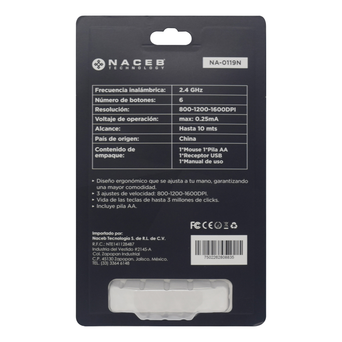 Mouse Naceb Technology NA-0119N