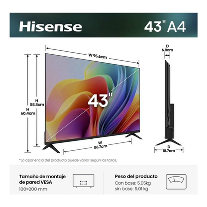Televisiones Hisense 43A4SV