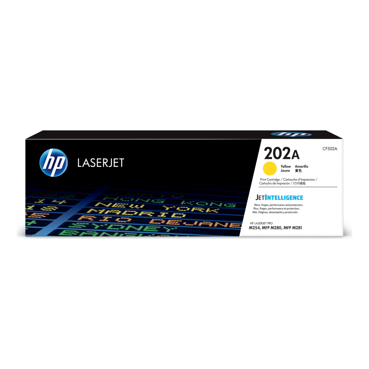 Tóner HP Original 202A Amarillo – Para LaserJet Pro M254, LaserJet Pro MFP M281, Color LaserJet Pro MFP M281 (CF502A)