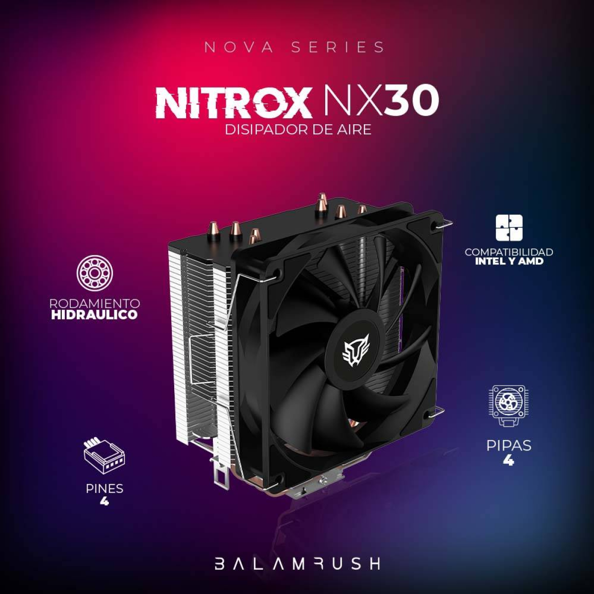 Disipador Balam Rush Nitrox NX30, 1400 RPM, 55 CFM (BR-937900)