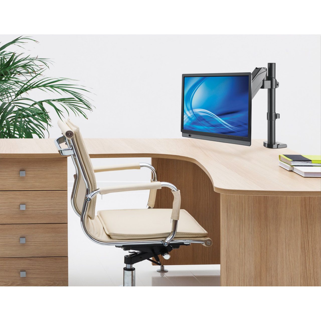 Soporte universal para monitor MANHATTAN  con pistón a gas,  Soporta un monitor de 17