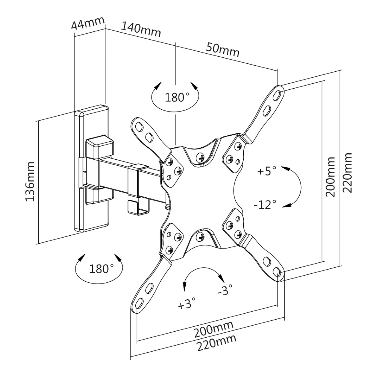 Soporte de Pared Movil para TV OVALTECH de 13