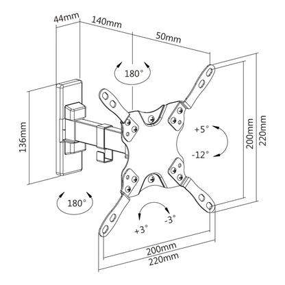 Soporte de Pared Movil para TV OVALTECH de 13
