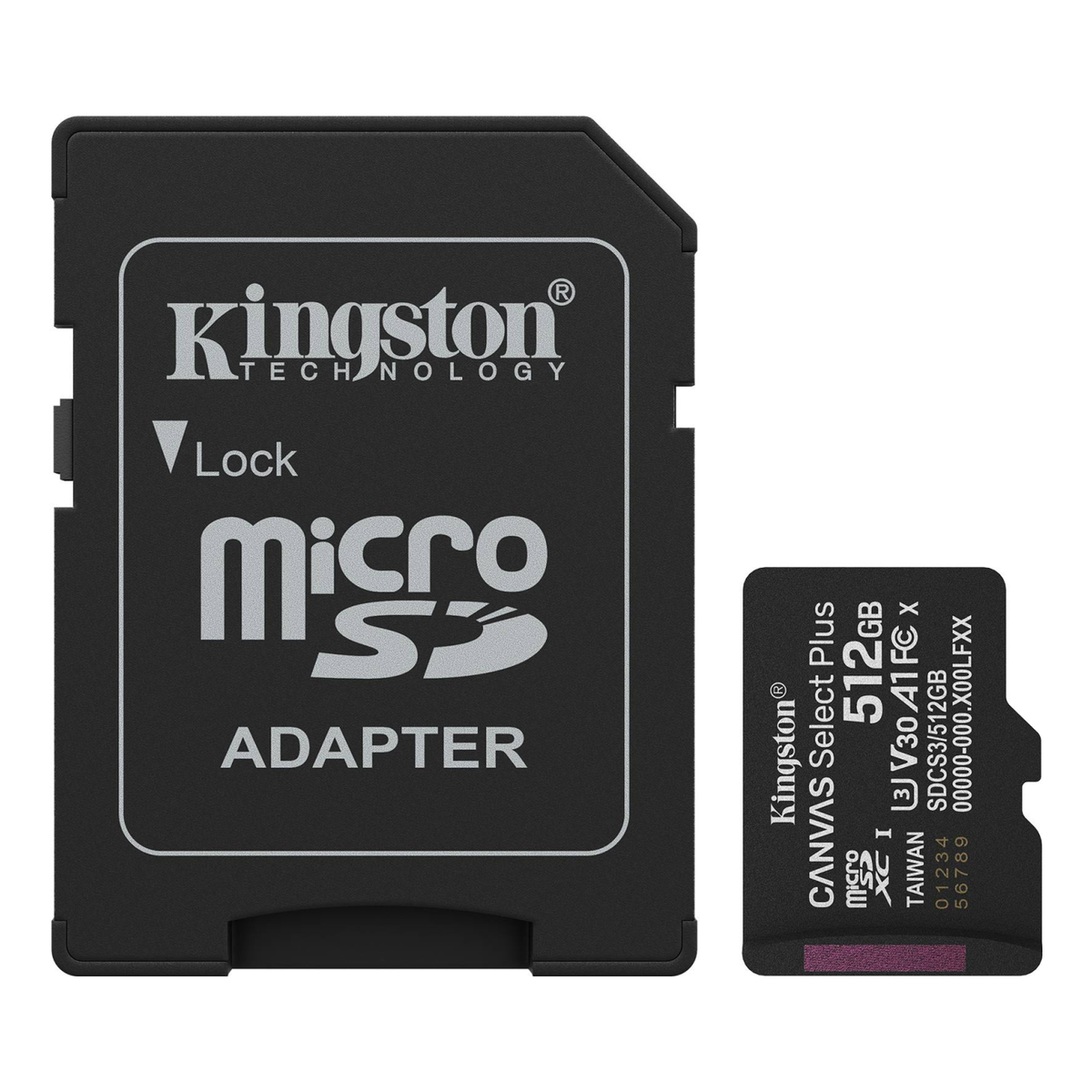 Tarjeta de Memoria microSDXC Kingston Technology Canvas Select Plus Gen 3 512 GB Clase 10 lectura 150 MB/s (SDCS3/512GB)