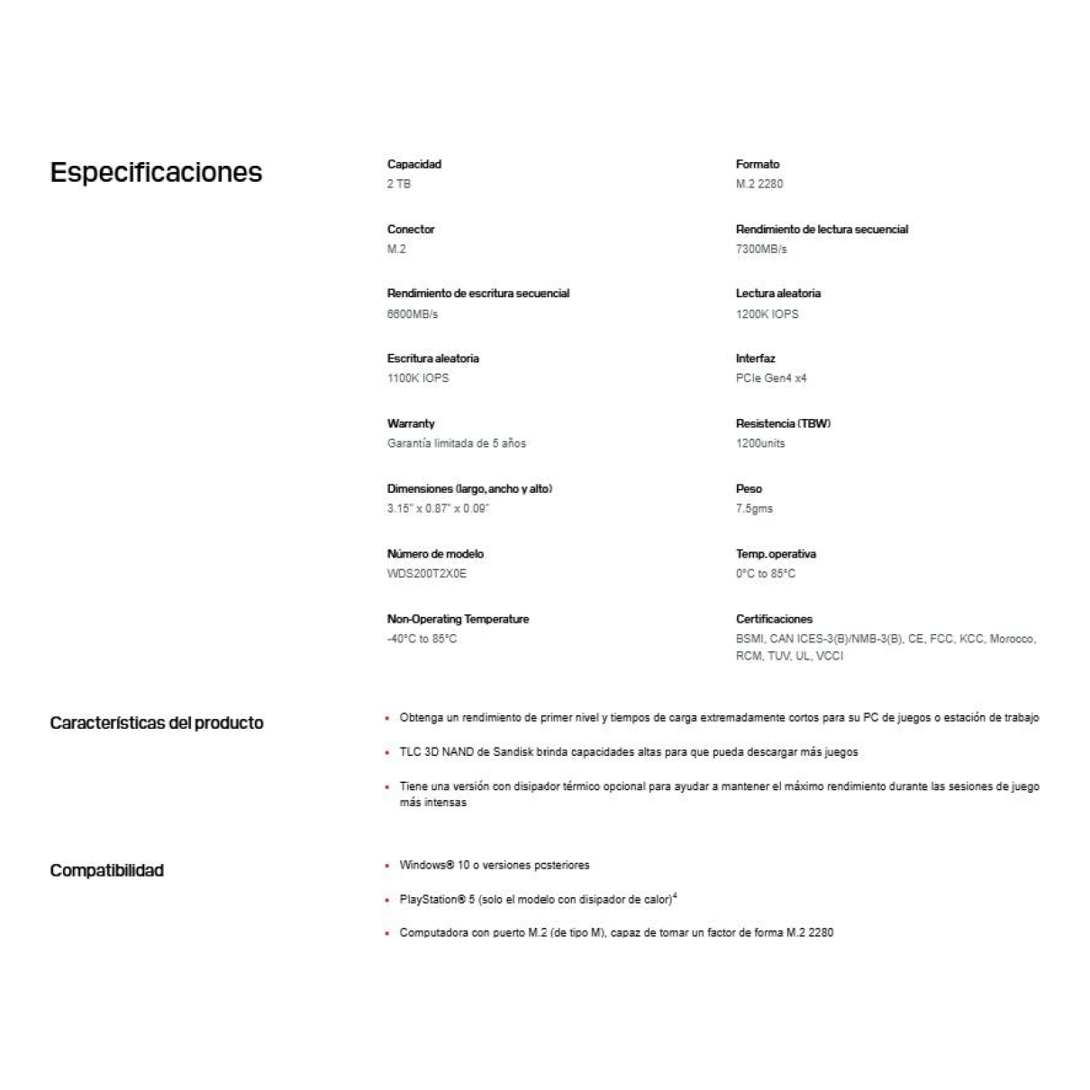 SSD SANDISK WDS200T2X0E