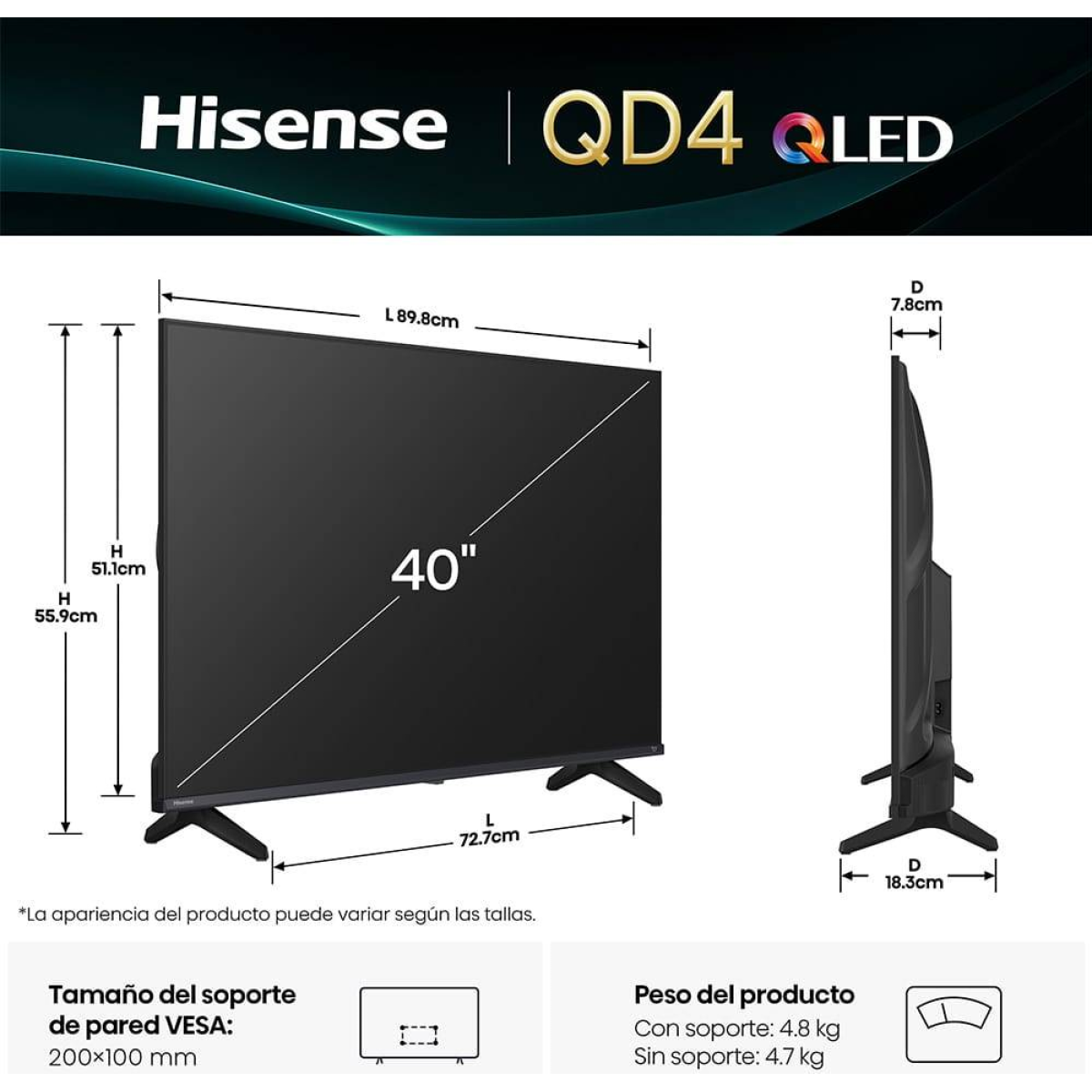 Televisiones Hisense 40QD4QFM