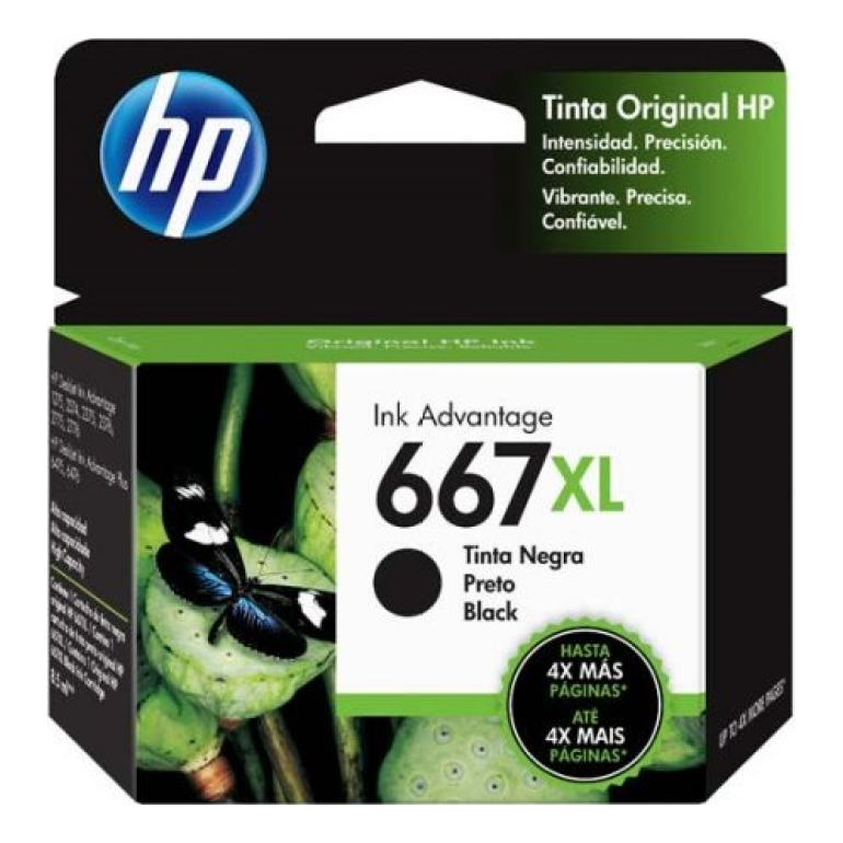 Cartucho de Tinta HP Original 667XL Negro – Para DeskJet 2720, Envy 6020, Tango (3YM81AL)