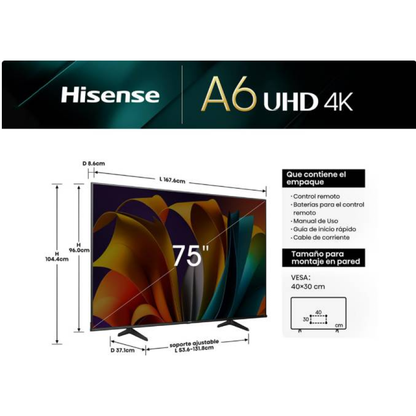Televisión Hisense 75A6N