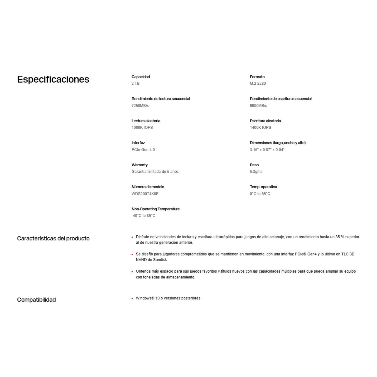 SSD SANDISK WDS200T4X0E